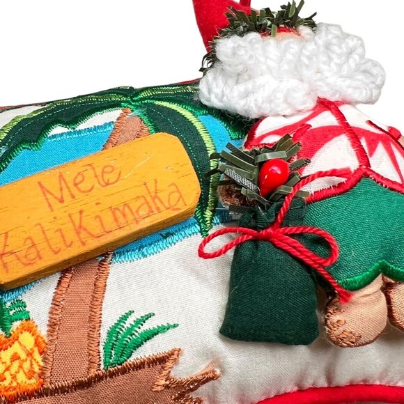 Michael J Gillan Hawaii Mele Kalikimaka Santa Pillow Ornament 3D Hanging - Picture 6 of 9